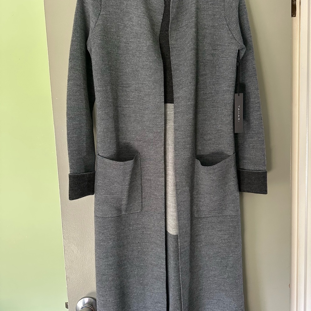 Tahari Charcoal Knit Cardigan Sweater